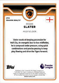 Regan Slater - Topps Flagship Premier League Base Set 2026-27, Nr. 294 – Rookie Card