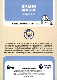 Samir Nasri - Topps Flagship Premier League Retro Threads 2026-27, Nr. RT 17 – Insert