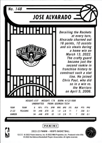 Jose Alvarado - Panini Hoops Base Set 2022-23, Nr. 148