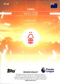 Chris Wood - Topps Flagship Premier League Flying the Flag 2026-27, Nr. FF 22 – Insert