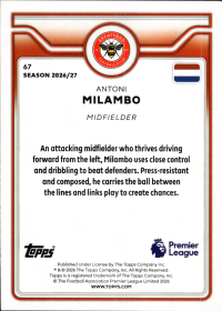Antoni Milambo - Topps Flagship Premier League Base Set 2026-27, Nr. 67