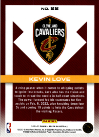 Kevin Love - Panini Recon Base Set 2021-22, Nr. 22