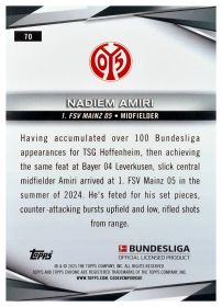 Nadiem Amiri - Topps Chrome Bundesliga Base Set 2024-25, Nr. 70 – Nummeriert, Pink Refractor