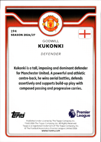 Godwill Kukonki - Topps Flagship Premier League Base Set 2026-27, Nr. 194 – Rookie Card