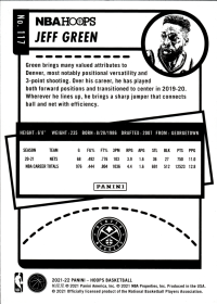 Jeff Green - Panini Hoops Base Set 2021-22, Nr. 117 – Purple