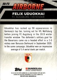 Felix Uduokhai - Topps Chrome Bundesliga Airborne 2022-23, Nr. AB-FU – Insert