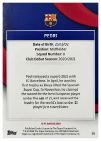 Pedri - Topps FC Barcelona Team Set First Team 2023-24, Nr. 16 – Nummeriert, Blue