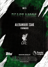 Alexander Isak - Topps Flagship Premier League Beast Mode 2026-27, Nr. BM 15 – Insert