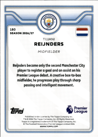 Tijjani Reijnders - Topps Flagship Premier League Base Set 2026-27, Nr. 180