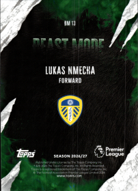 Lukas Nmecha - Topps Flagship Premier League Beast Mode 2026-27, Nr. BM 13 – Insert