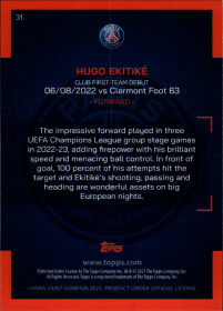Hugo Ekitiké - Topps Paris Saint-Germain Official Team Set 2023-24, Nr. 31