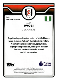 Alex Iwobi - Topps Flagship Premier League Base Set 2026-27, Nr. 140