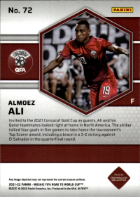 Almoez Ali - Panini Mosaic FIFA Road to World Cup Base Set 2021-22, Nr. 72 – Rookie Card