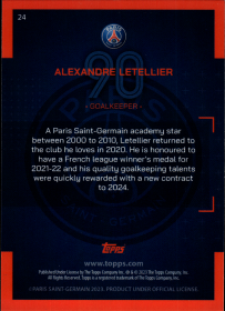 Alexandre Letellier - Topps Paris Saint-Germain Official Team Set 2023-24, Nr. 24