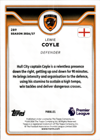 Lewie Coyle - Topps Flagship Premier League Base Set 2026-27, Nr. 289 – Purple Voltage Parallel