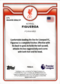 Keyrol Figueroa - Topps Flagship Premier League Base Set 2026-27, Nr. 171 – Rookie Card, Blue Voltage Parallel