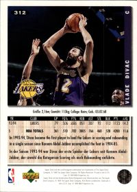 Vlade Divac - Upper Deck Collector's Choice Base Set 1994-95, Nr. 312