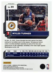 Myles Turner - Panini Donruss Optic Base Set 2022-23, Nr. 89 – Red Sparkle