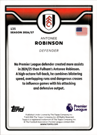 Antonee Robinson - Topps Flagship Premier League Base Set 2026-27, Nr. 135