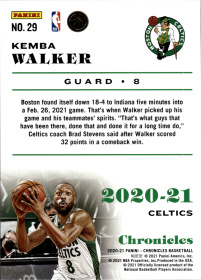 Kemba Walker - Panini Chronicles Base Set 2020-21, Nr. 29 – Parallel