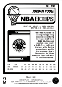 Jordan Poole - Panini Hoops Base Set 2023-24, Nr. 137