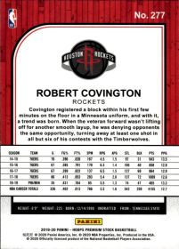 Robert Covington - Panini Hoops Premium Stock Base Set 2019-20, Nr. 277