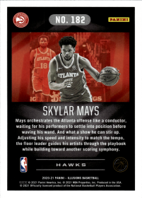 Skylar Mays - Panini Illusions Base Set 2020-21, Nr. 182 – Rookie Card