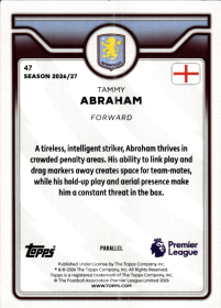 Tammy Abraham - Topps Flagship Premier League Base Set 2026-27, Nr. 47 – Premier League Parallel