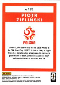 Piotr Zieliński - Panini Donruss FIFA Road to World Cup Base Set 2025-26, Nr. 195 – Silver