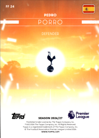 Pedro Porro - Topps Flagship Premier League Flying the Flag 2026-27, Nr. FF 24 – Insert