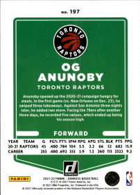 OG Anunoby - Panini Donruss Base Set 2021-22, Nr. 197