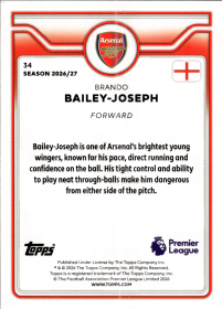 Brando Bailey-Joseph - Topps Flagship Premier League Base Set 2026-27, Nr. 34 – Rookie Card