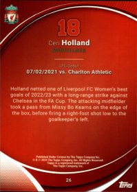 Ceri Holland - Topps Chrome Liverpool FC Team Set Base Set 2025-26, Nr. 26 – Rookie Card