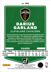 Darius Garland - Panini Donruss Base Set 2021-22, Nr. 109