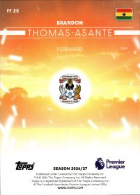 Brandon Thomas-Asante - Topps Flagship Premier League Flying the Flag 2026-27, Nr. FF 25 – Insert