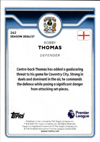 Bobby Thomas - Topps Flagship Premier League Base Set 2026-27, Nr. 262 – Rookie Card