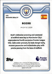Rodri - Topps Flagship Premier League Base Set 2026-27, Nr. 181