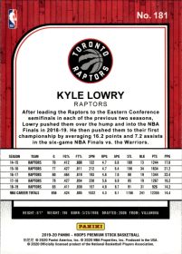 Kyle Lowry - Panini Hoops Premium Stock Base Set 2019-20, Nr. 181