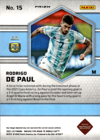 Rodrigo De Paul - Panini Mosaic FIFA Road to World Cup Base Set 2021-22, Nr. 15 – Silver
