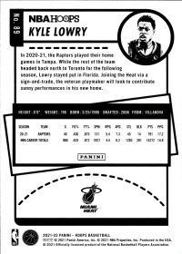 Kyle Lowry - Panini Hoops Base Set 2021-22, Nr. 89