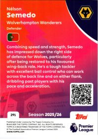 Nélson Semedo - Topps Match Attax Premier League Base Set 2025-26, Nr. 291