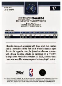 Anthony Edwards - Topps Chrome Update Base Set 2025-26, Nr. 17 – Wave Refractor