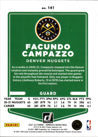 Facundo Campazzo - Panini Donruss Base Set 2021-22, Nr. 141