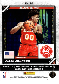 Jalen Johnson - Panini NBA Sticker & Card Collection 2021-22, Nr. 97