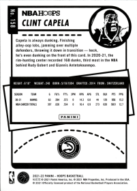 Clint Capela - Panini Hoops Base Set 2021-22, Nr. 158