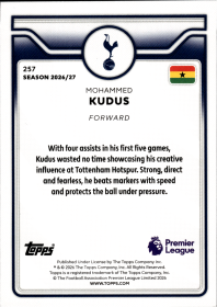 Mohammed Kudus - Topps Flagship Premier League Base Set 2026-27, Nr. 257