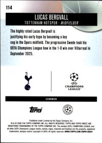 Lucas Bergvall - Topps Finest UEFA Club Competitions Base Set 2025-26, Nr. 114