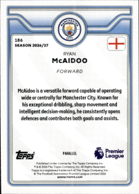 Ryan McAidoo - Topps Flagship Premier League Base Set 2026-27, Nr. 186 – Rookie Card, Premier League Parallel
