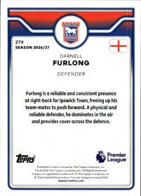 Darnell Furlong - Topps Flagship Premier League Base Set 2026-27, Nr. 274
