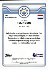 Tijjani Reijnders - Topps Flagship Premier League Base Set 2026-27, Nr. 180